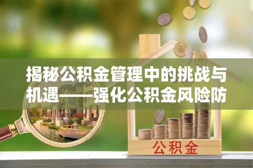 中埔揭秘公积金管理中的挑战与机遇——强化公积金风险防控的多维策略